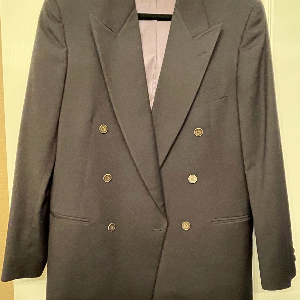 Nino Cerruti vtg double breasted boyfriend coat dark black vintage medium weight